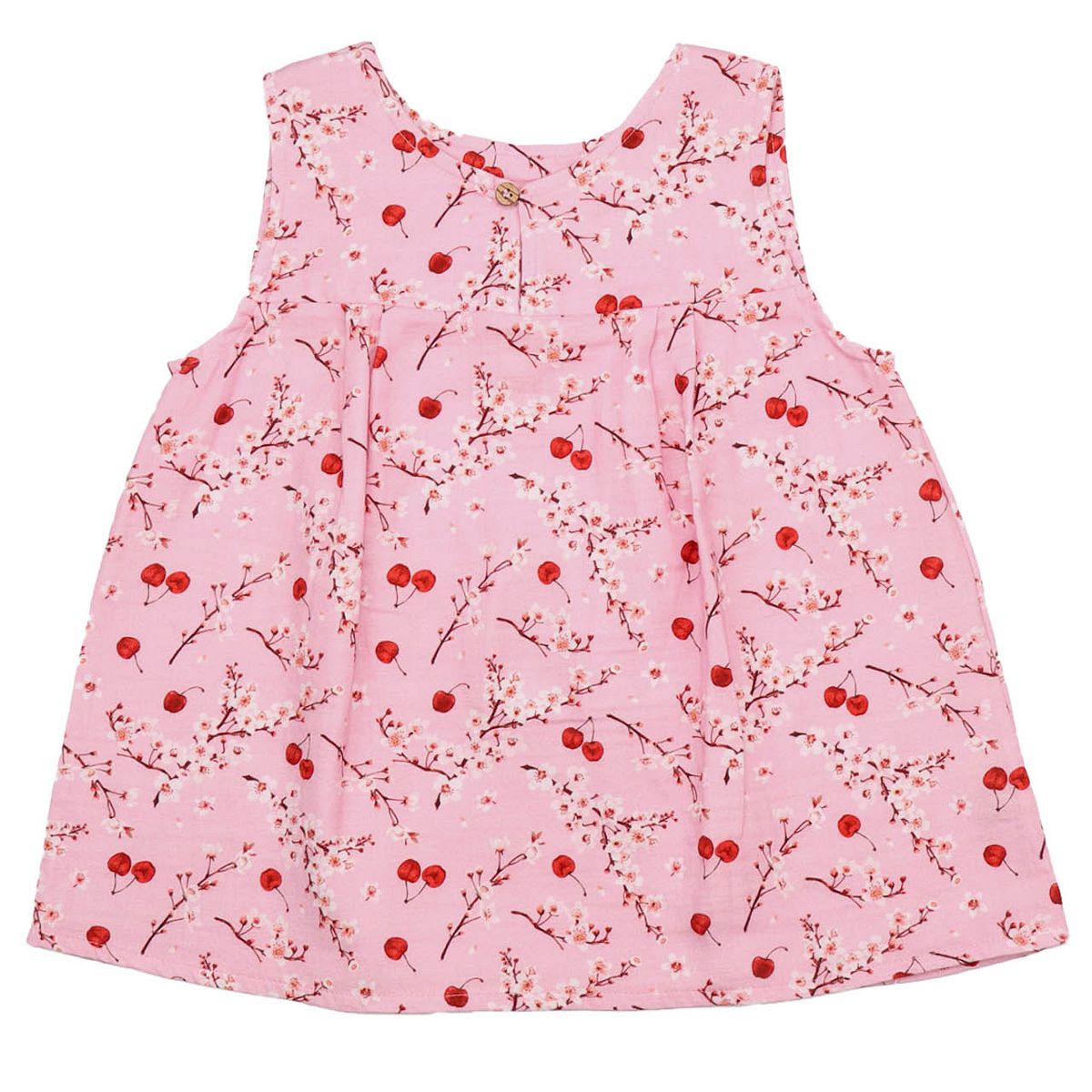 Musselin Bluse kurzarm Blumen rosa 116 Musselin Bluse kurzarm Blumen rosa 116