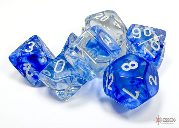 Nebula Dark Blue/White RPG Dice Set Würfel Dices