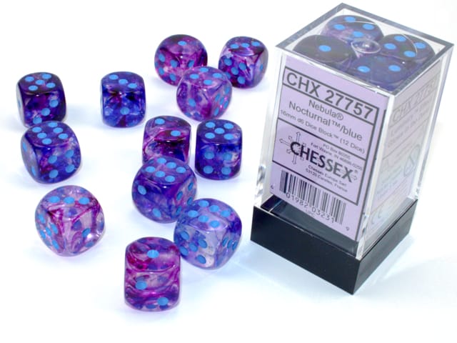 Nebula Nocturnal/Blue Luminary 12x 16mm W6 Dice Set D6 Würfel Dices Nebula Nocturnal/Blue Luminary 12x 16mm W6 Dice Set D6 Würfel Dices
