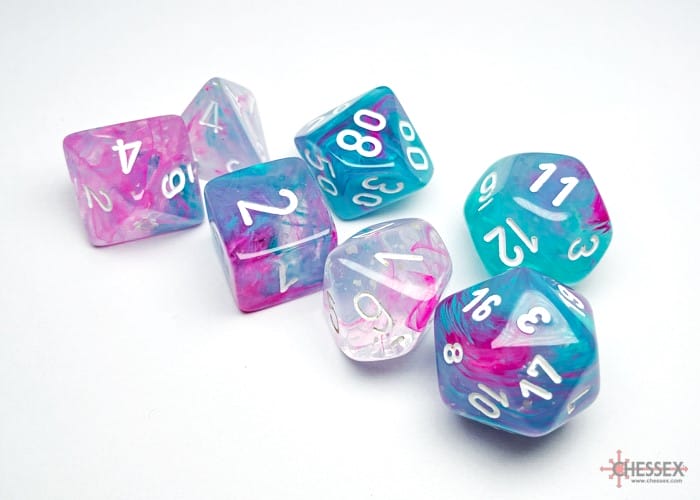 Nebula Wisteria/White Luminary RPG Dice Set Würfel Dices