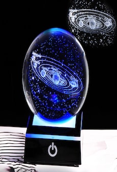 Newx K9 Crystal Solar System Planet Globe 3D Laser Engraved Sun System Ball with Touch Switch LED Light Base Astronomy G