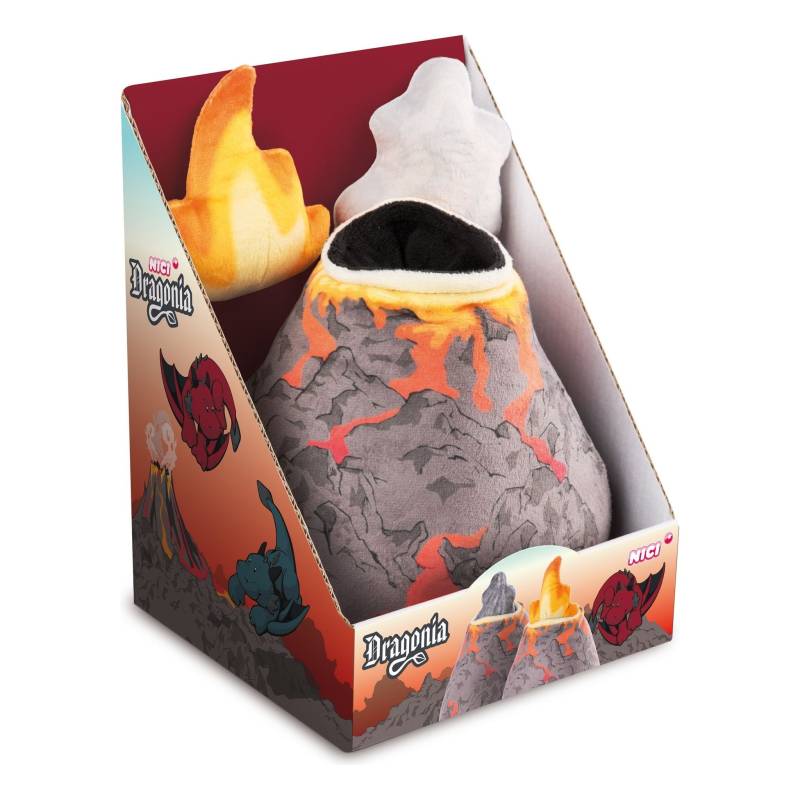 Nici - 46719 - Dragonia - Plüsch Vulkan, 12 cm mit Wolke und Feuer, Plüschtier, Kuscheltier