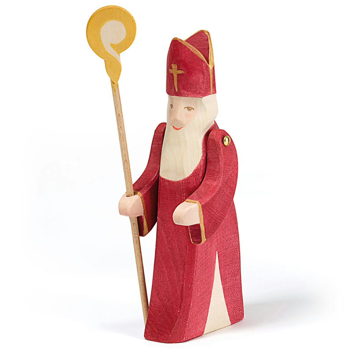 Nikolaus Figur mit Stab Holzfigur 17,5 cm Nikolaus Figur mit Stab Holzfigur 17,5 cm
