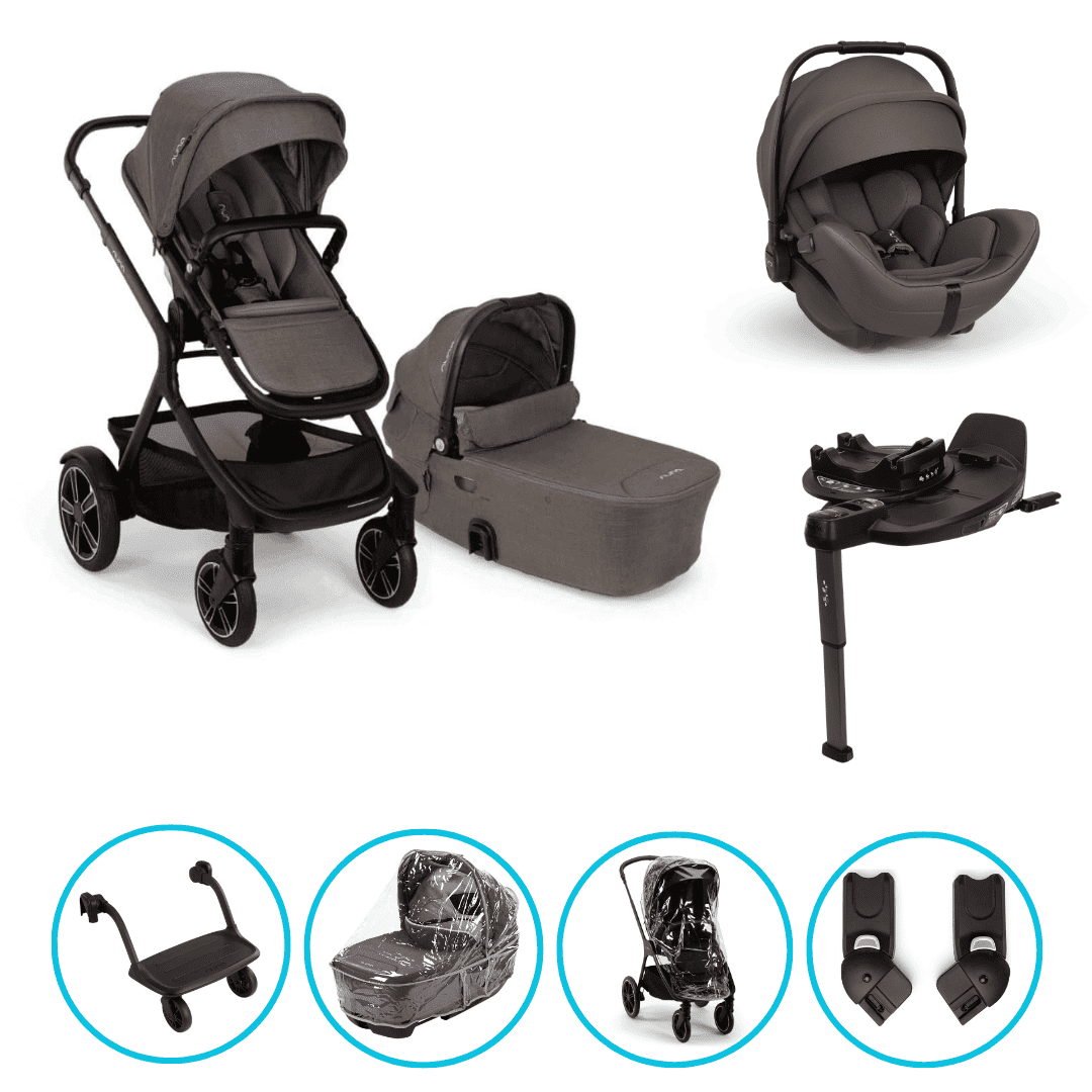 Nuna DEMI Next 4in1 Kinderwagen Set Thunder inkl. Arra Flex Thunder, Base Curv und Rider Board Nuna DEMI Next 4in1 Kinderwagen Set Thunder inkl. Arra Flex Thunder, Base Curv und Rider Board