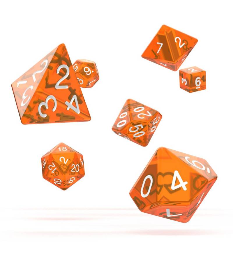 Oakie Doakie Dice RPG Würfel Set Translucent Orange (7) Rollenspiel Würfel Box