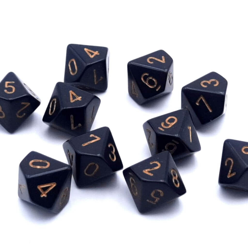 Opaque Polyhedral zehn W10 Set Black Gold