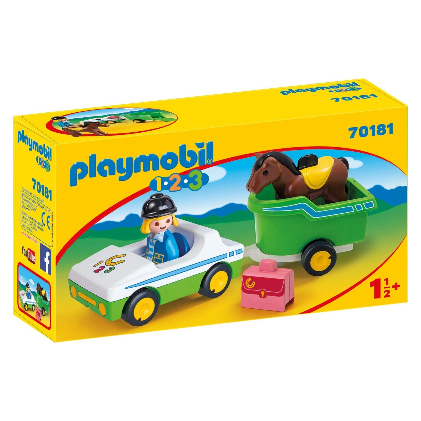 PLAYMOBIL - 1-2-3 - 70181 PKW mit Pferdeanhänger (A)