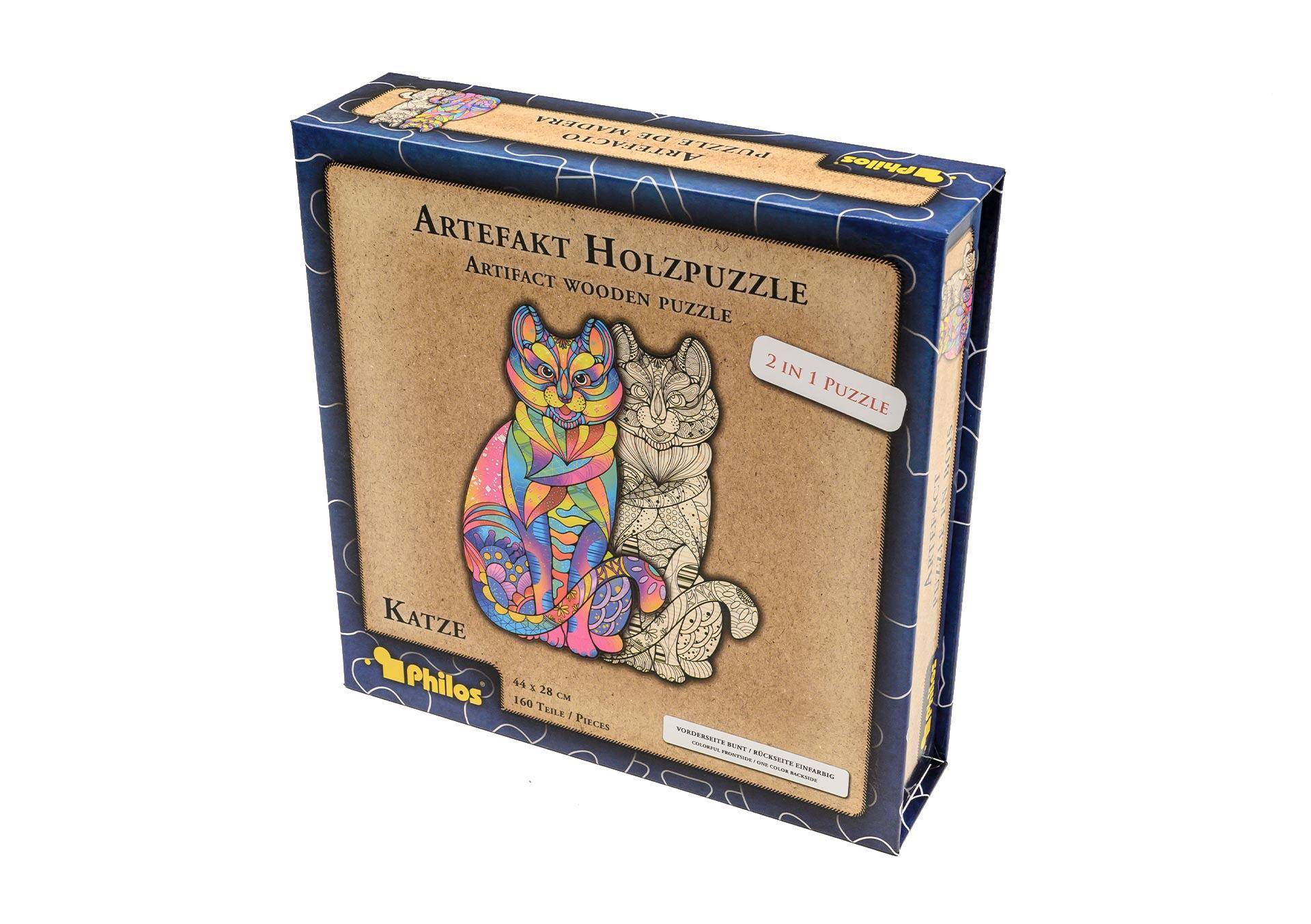Philos - Puzzle Holz Artefakt 160 T: Katze 2 in 1 Philos - Puzzle Holz Artefakt 160 T: Katze 2 in 1