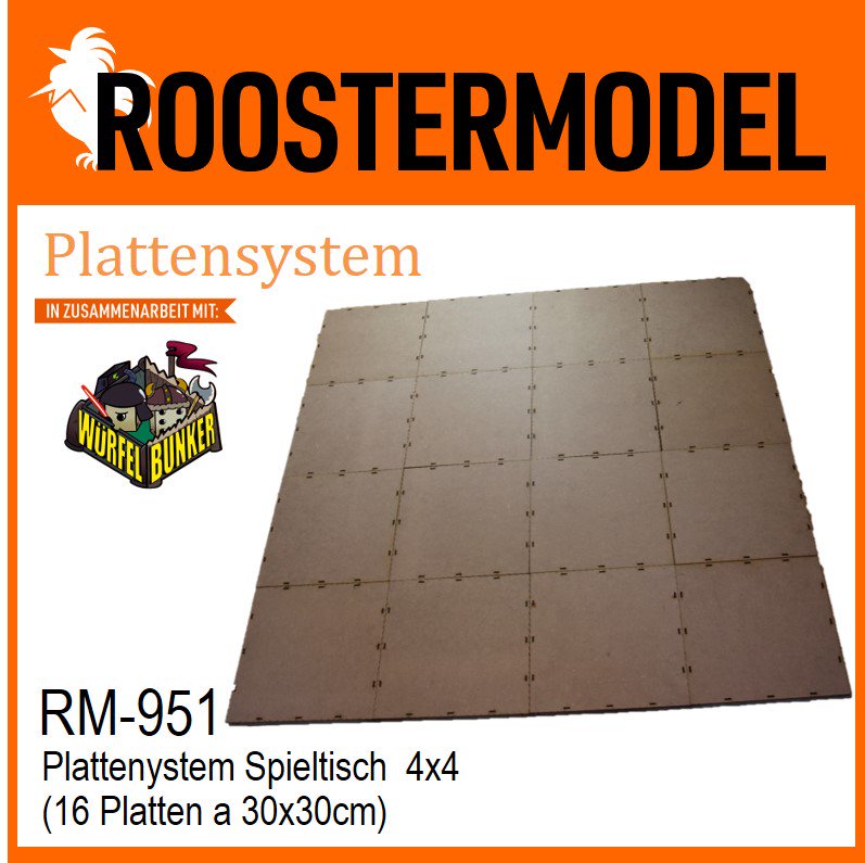 Plattensystem Spieltisch 120x120cm 16 Platten a 30x30cm Plate System Table