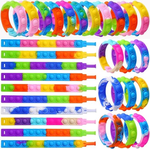 Pop Bubble Fidget Armband,20 PCS Spielzeug Anti Stress Fidget Armband Anti Stress Bubble Fidget Armband Spielzeug für Kinder Jungen Mädchen Stressabbau & Anti-Angs(Random Color) von SinChic