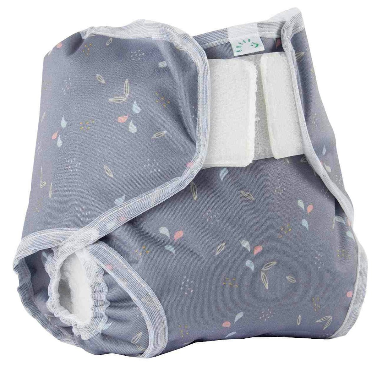 PopoWrap Überhose mit Klett grau Blume M PopoWrap Überhose mit Klett grau Blume M