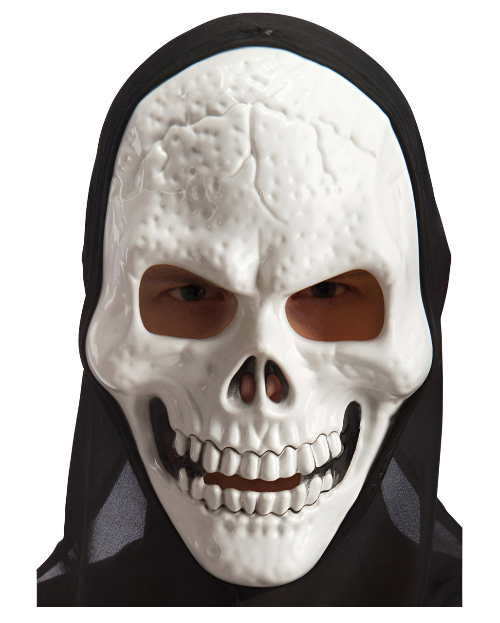 Preisgünstige Skelettmaske aus Kunststoff mit Kapuze Preisgünstige Skelettmaske aus Kunststoff mit Kapuze