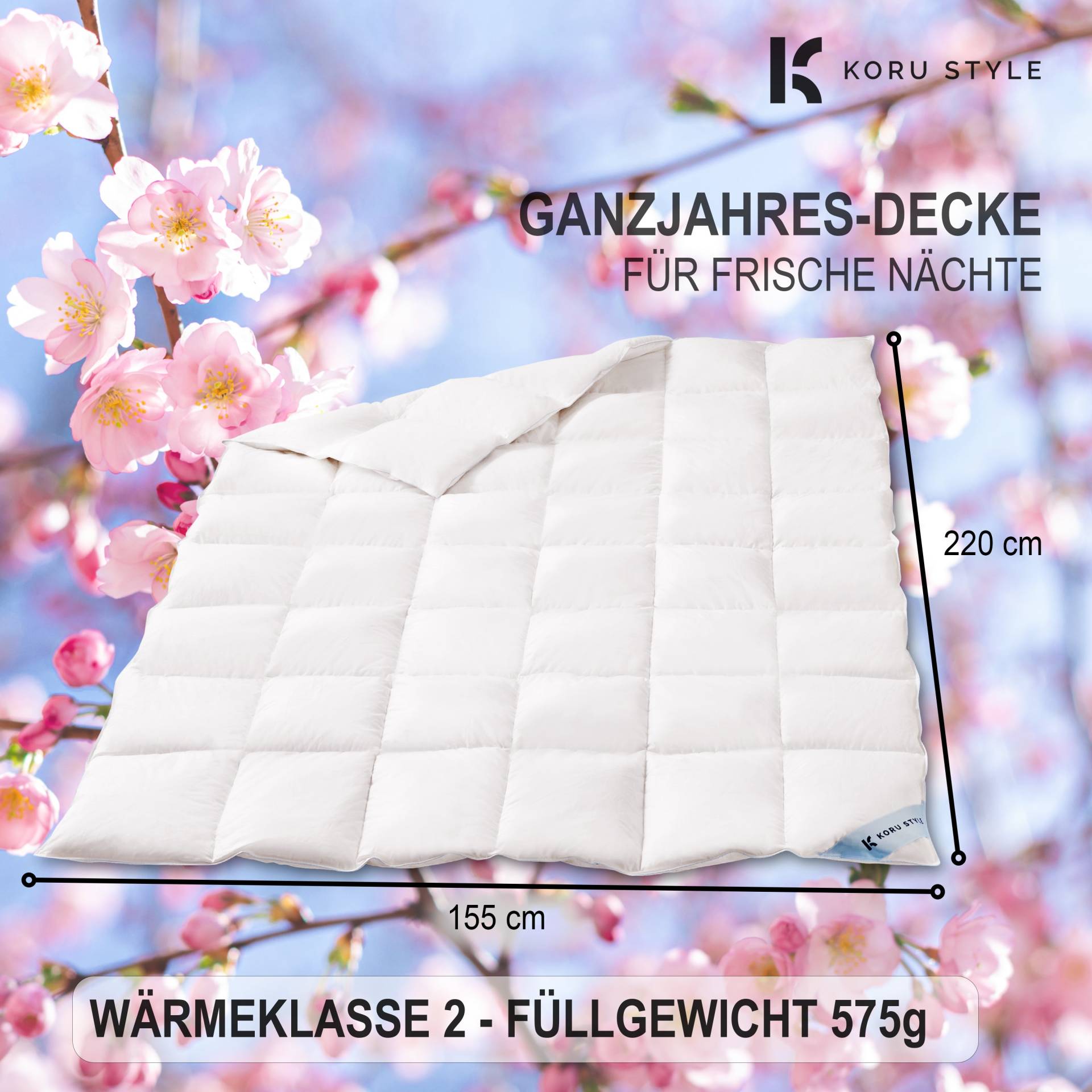 Premium Daunendecke 155x220 cm - Ganzjahresdecke