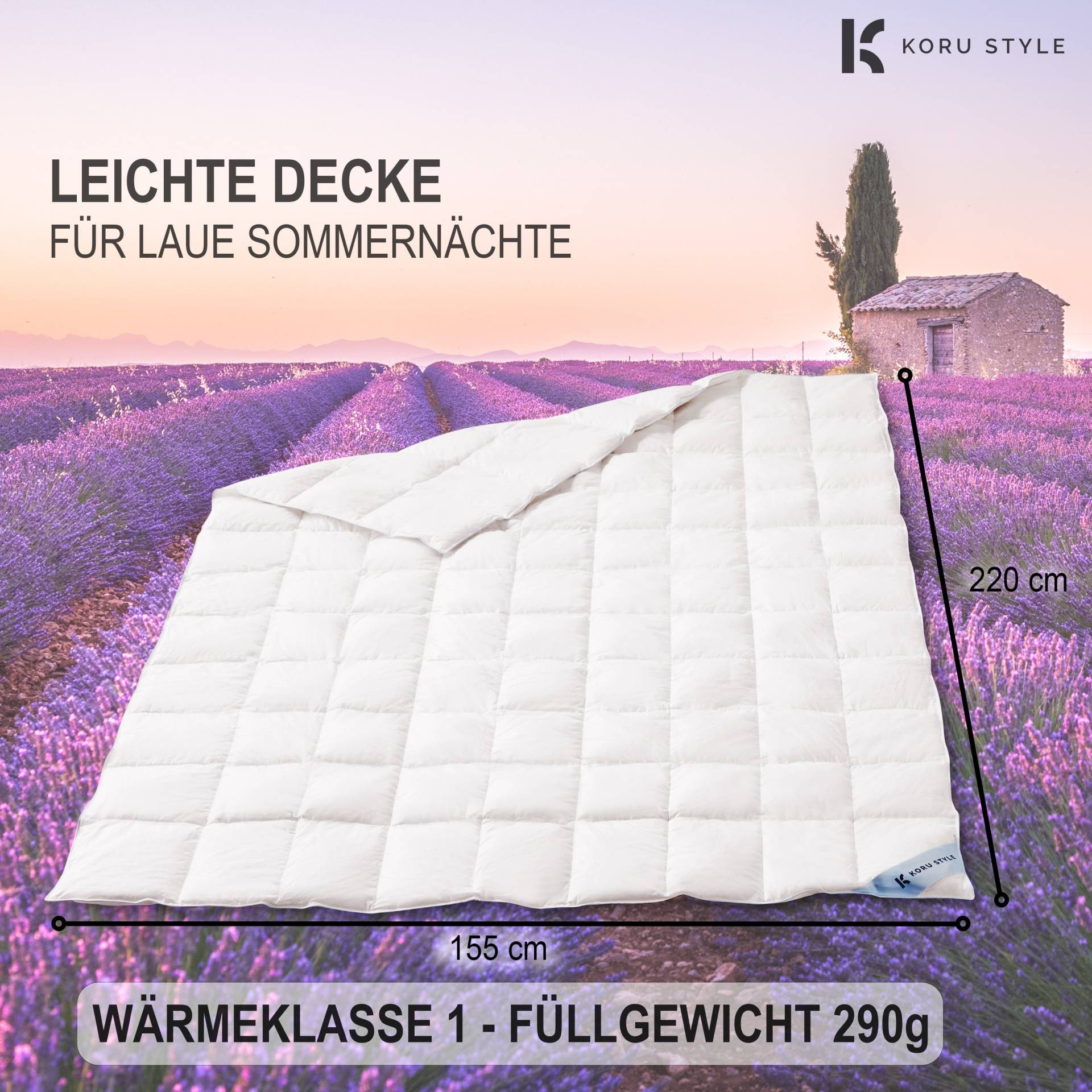 Premium Daunendecke 155x220 cm - Leichte Decke