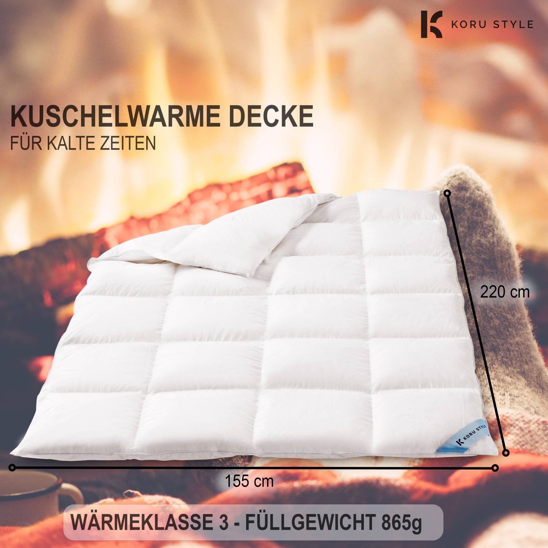 Premium Daunendecke 155x220 cm - Warme Decke