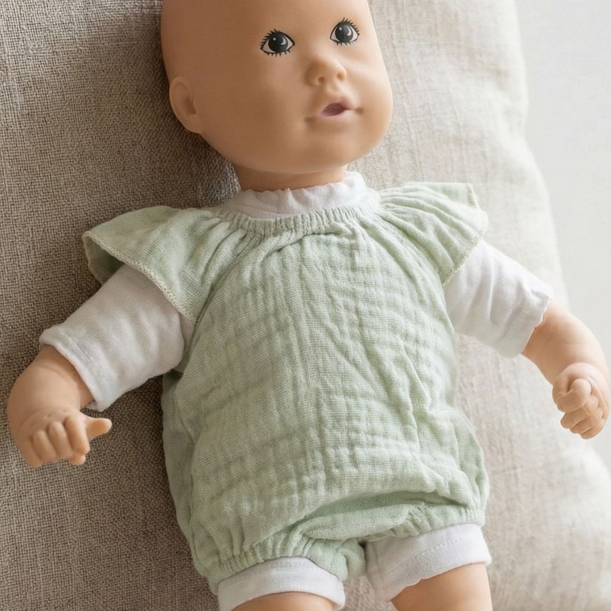 Puppen Body Rüschen 28-35cm mint, Bio-Baumwolle Puppen Body Rüschen 28-35cm mint, Bio-Baumwolle