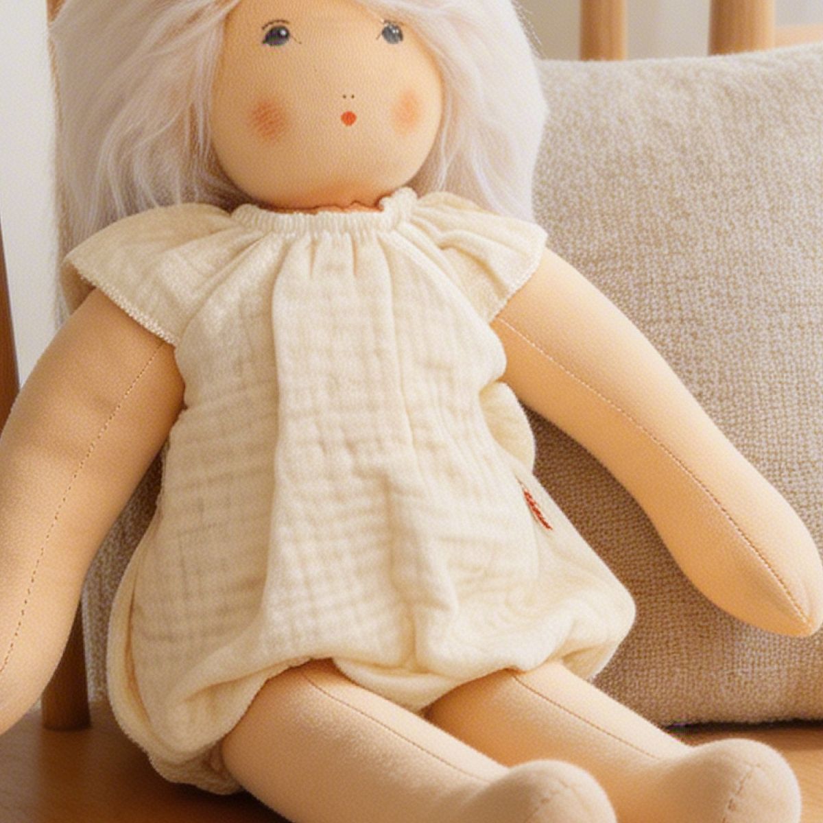 Puppen Body Rüschen 35-45cm beige, Bio-Baumwolle Puppen Body Rüschen 35-45cm beige, Bio-Baumwolle