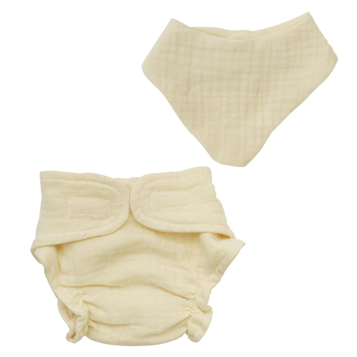 Puppen Stoffwindel & Lätzchen 35-45cm beige, Bio-Baumwolle Puppen Stoffwindel & Lätzchen 35-45cm beige, Bio-Baumwolle