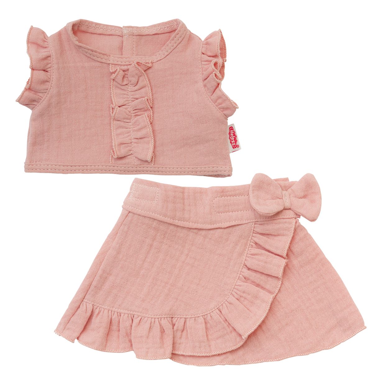 Puppen Wickelrock mit Top 28-35cm rosa, Bio-Baumwolle Puppen Wickelrock mit Top 28-35cm rosa, Bio-Baumwolle