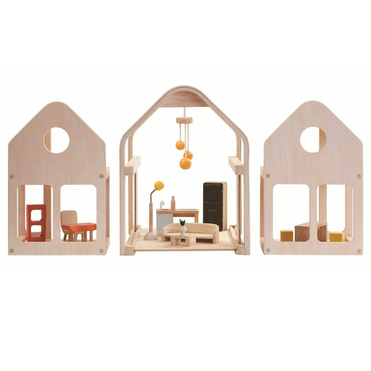 Puppenhaus möbliert zum Tragen und Schieben Puppenhaus möbliert zum Tragen und Schieben