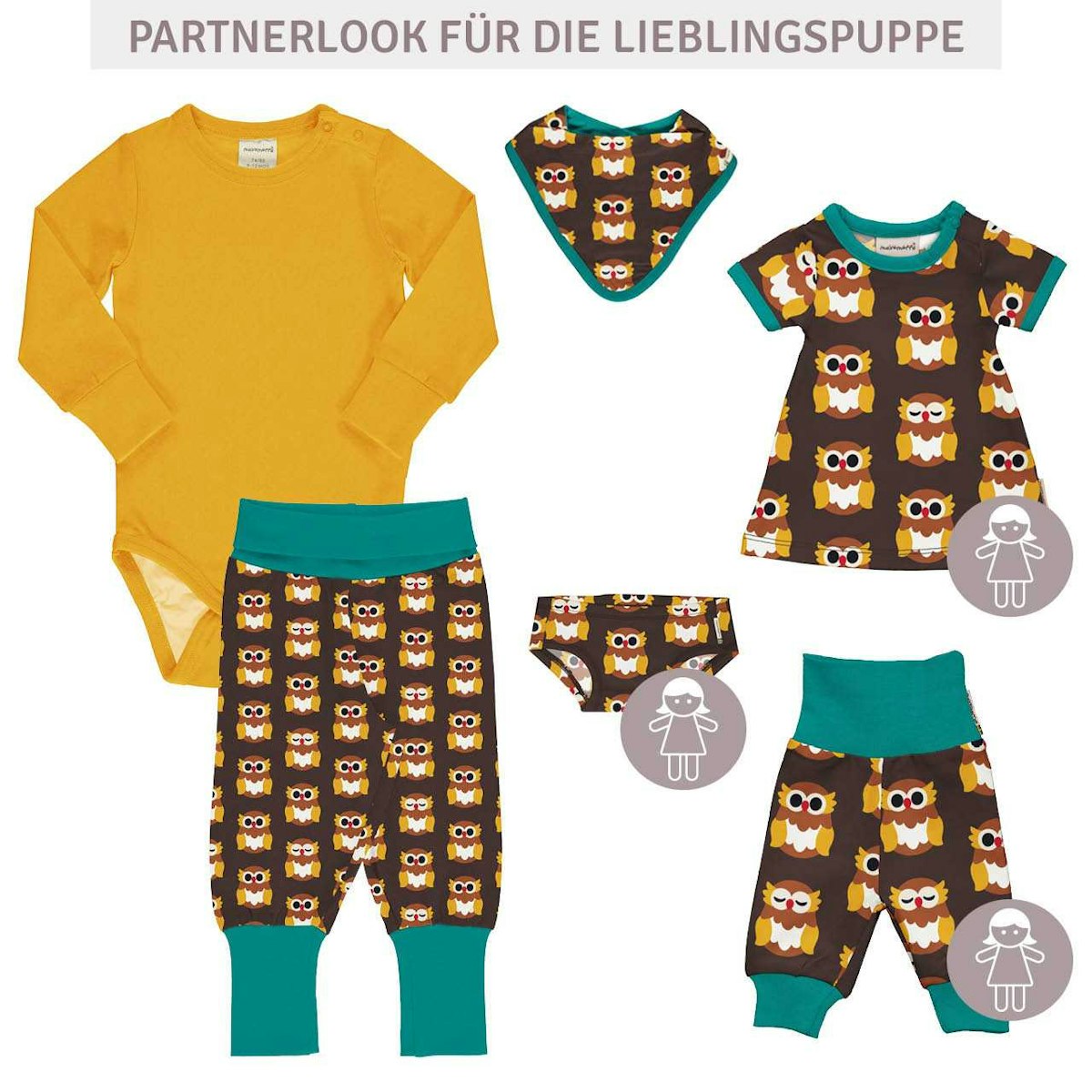Puppenkleidung Unterhose Eulen braun S Puppenkleidung Unterhose Eulen braun S