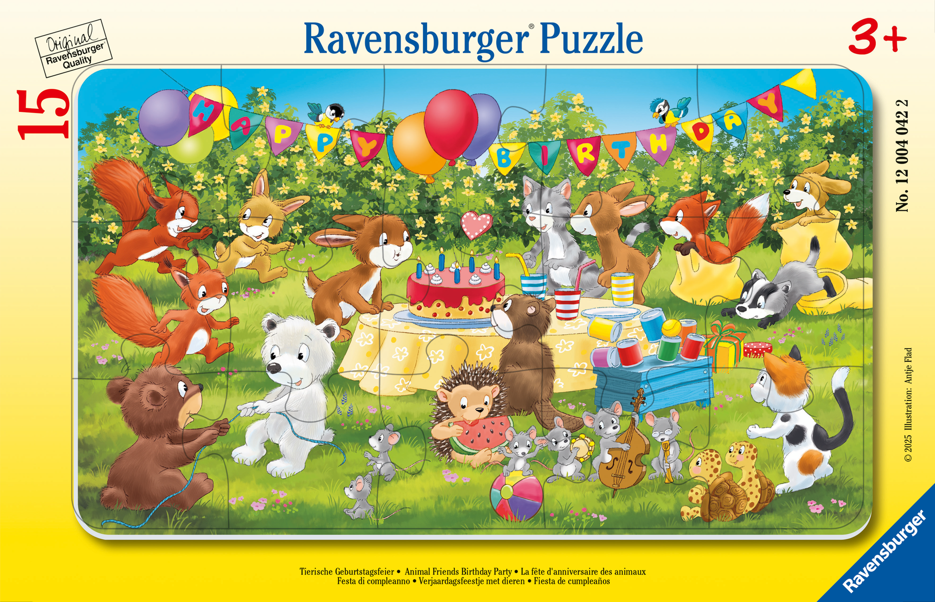 RAVENSBURGER Rahmenpuzzle 15 Teile: Tierische Geburtstagsfeier RAVENSBURGER Rahmenpuzzle 15 Teile: Tierische Geburtstagsfeier