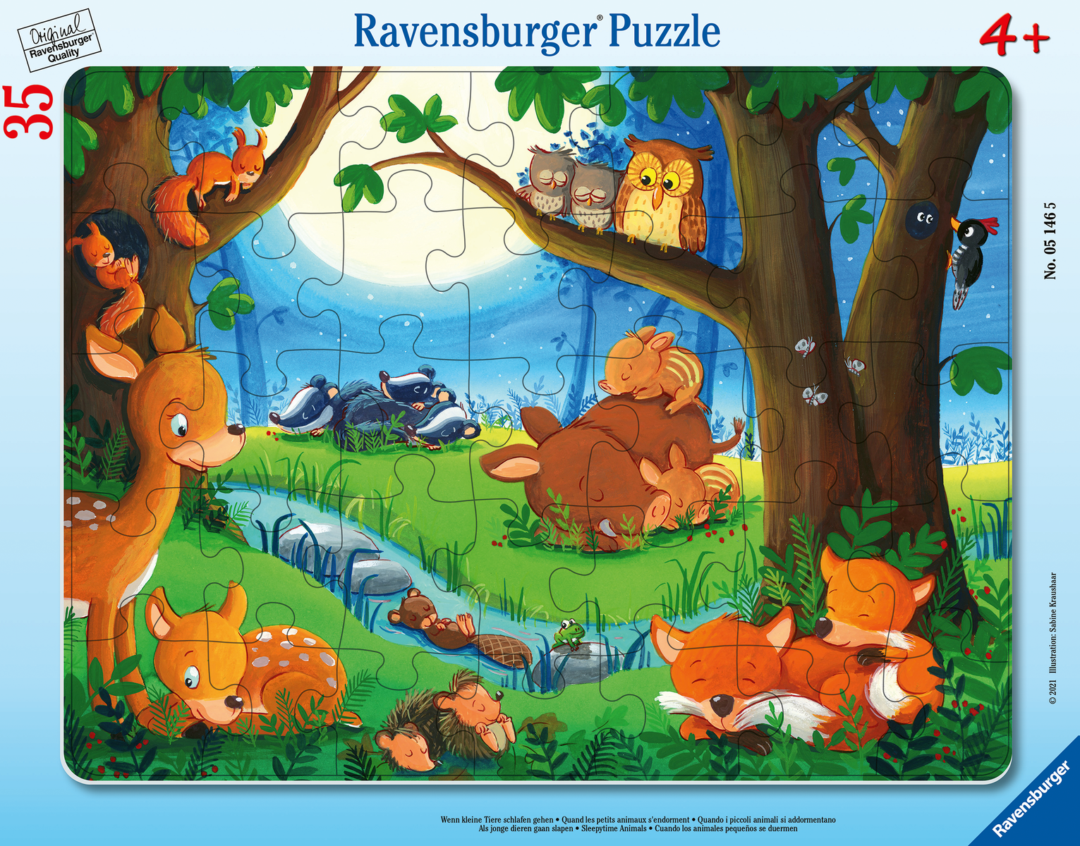 RAVENSBURGER Rahmenpuzzle 35 Teile: Wenn kleine Tiere schlafen gehen RAVENSBURGER Rahmenpuzzle 35 Teile: Wenn kleine Tiere schlafen gehen