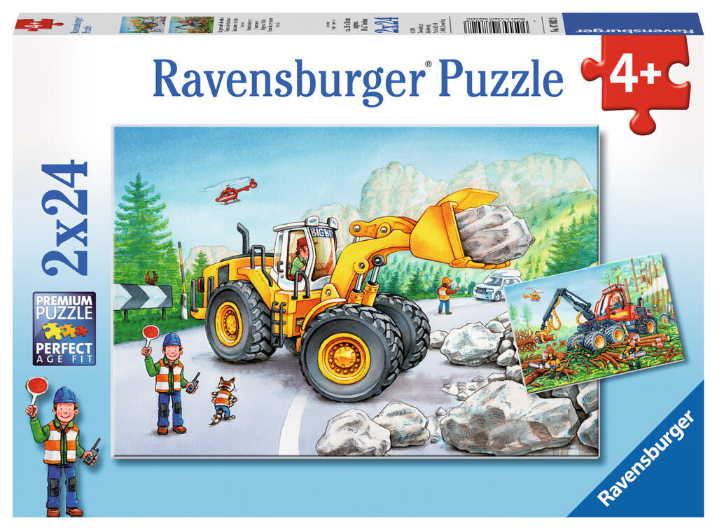 Ravensburger - Bagger und Waldtraktor 2 X 24 eigentlich Radlader und Holzvollernter/Harvester Ravensburger - Bagger und Waldtraktor 2 X 24 eigentlich Radlader und Holzvollernter/Harvester