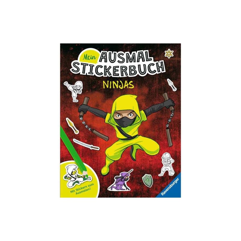 Ravensburger - Mein Ausmalstickerbuch: Ninjas