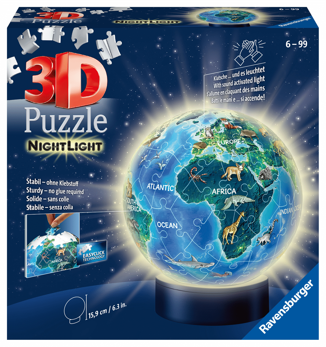 Ravensburger - Puzzle 3D Kugel Nachtlicht Erde Ravensburger - Puzzle 3D Kugel Nachtlicht Erde