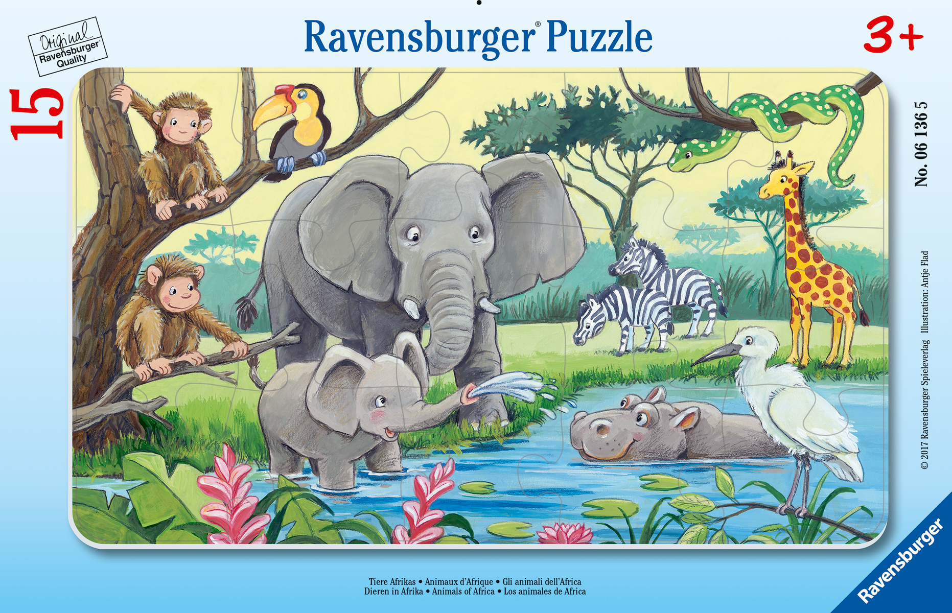 Ravensburger - Rahmenpuzzle Tiere Afrikas 15 Teile Ravensburger - Rahmenpuzzle Tiere Afrikas 15 Teile