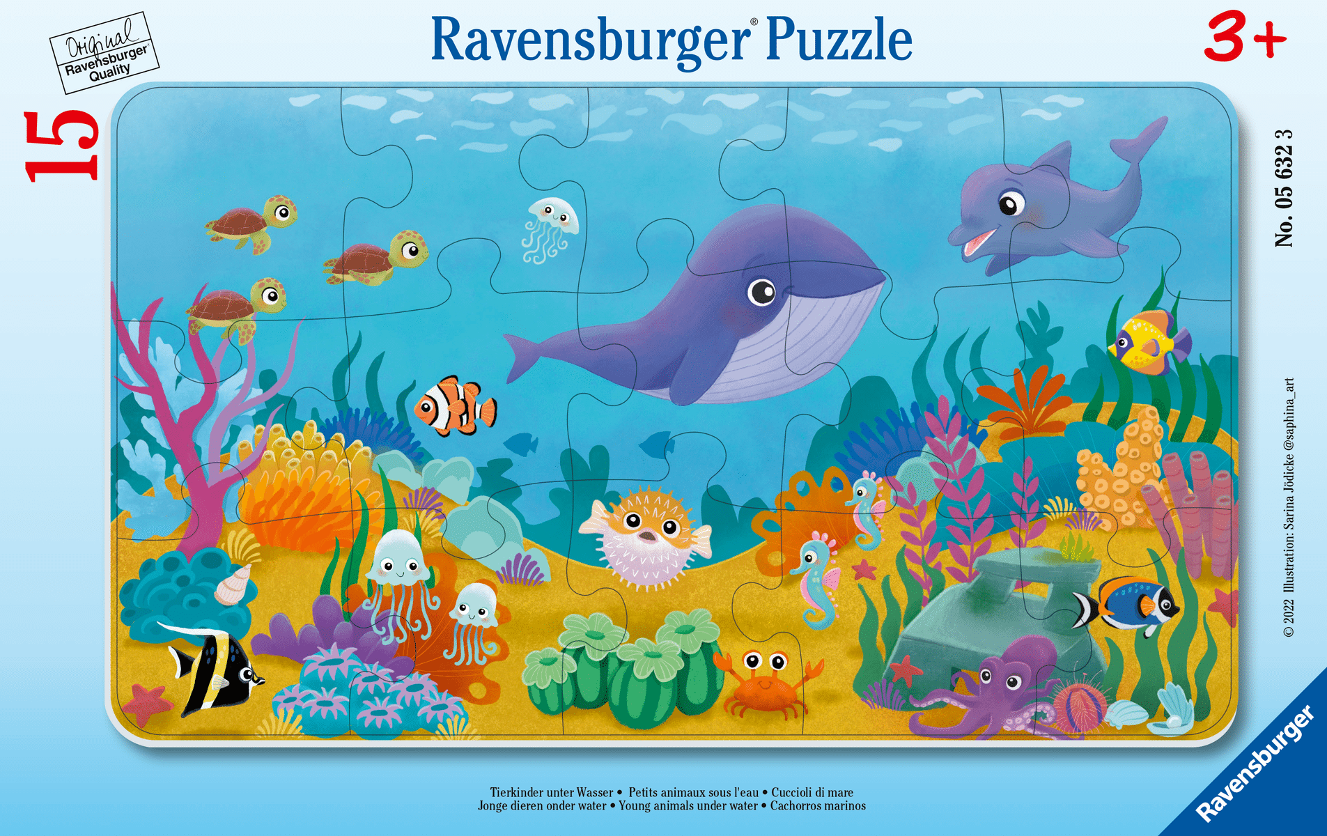 Ravensburger - Rahmenpuzzle Tierkinder unter Wasser 15Teile Ravensburger - Rahmenpuzzle Tierkinder unter Wasser 15Teile