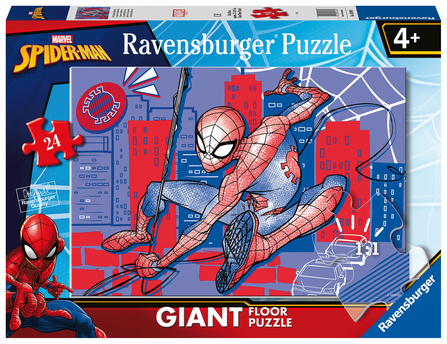 Ravensburger - Ravensburger Kinderpuzzle 03088 - Der Superheld Spiderman - Bodenpuzzle mit 24 großen Puzzleteilen, für kleine Spiderman-Fans ab 3 Ravensburger - Ravensburger Kinderpuzzle 03088 - Der Superheld Spiderman - Bodenpuzzle mit 24 großen Puzzleteilen, für kleine Spiderman-Fans ab 3