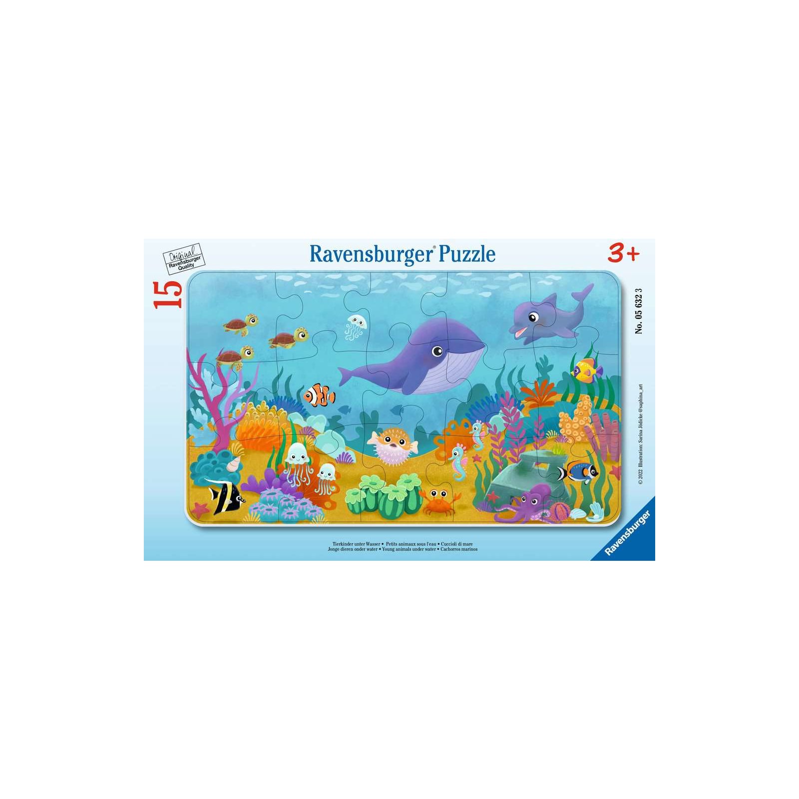 Ravensburger - Tierkinder unter Wasser RAHMENPUZZLE (15 TEILE)