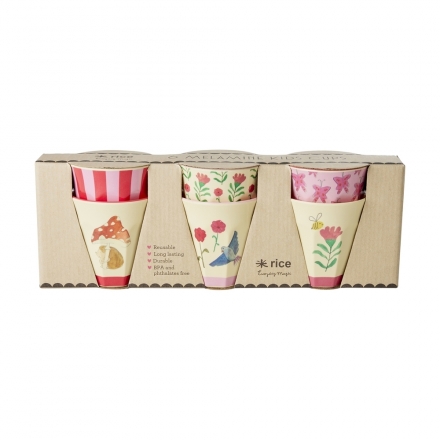 Rice Melamin Becher Happy Forest / Pink - 6er Pack