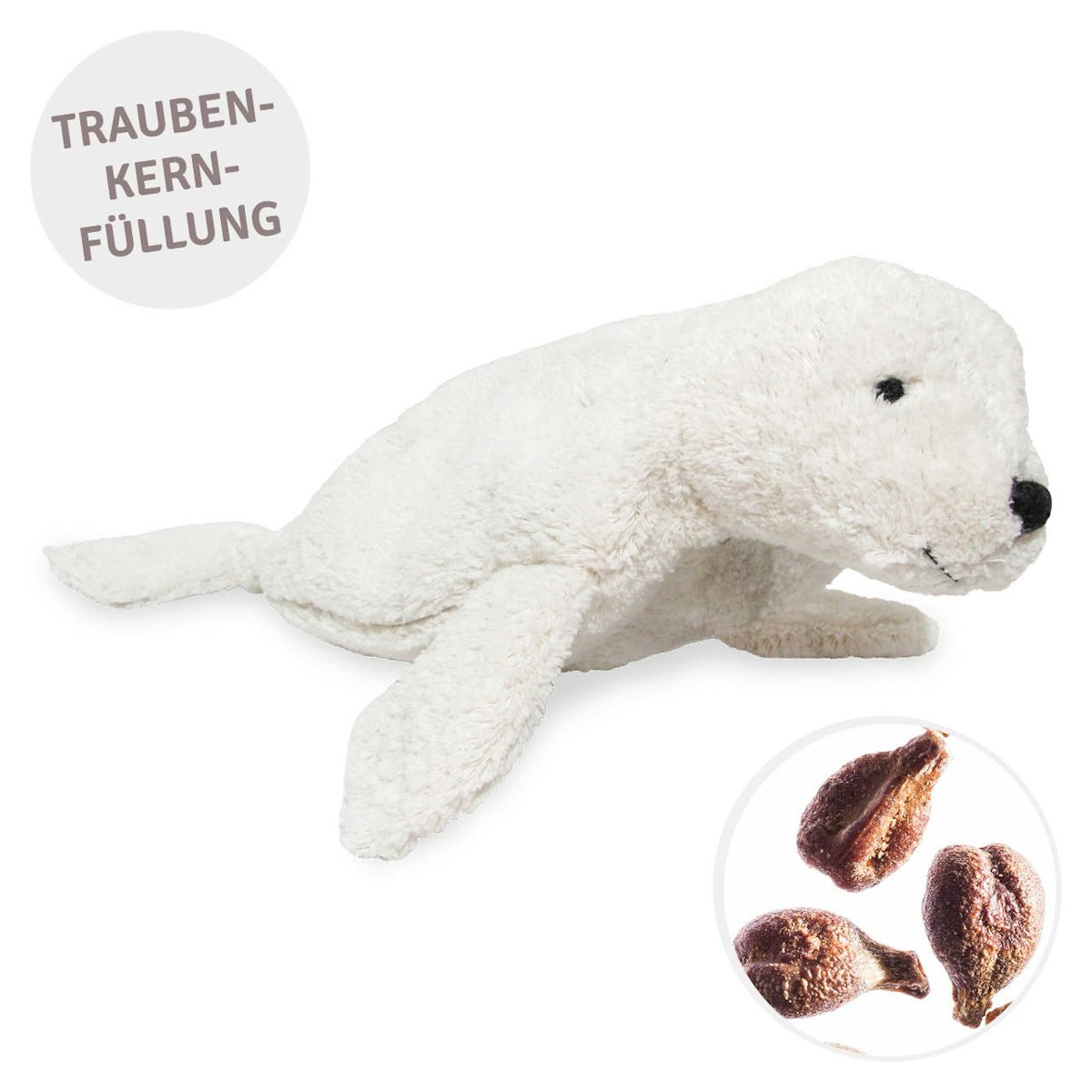Robbe klein Traubenkernfüllung – Kuscheltier Wärmekissen weiß Robbe klein Traubenkernfüllung – Kuscheltier Wärmekissen weiß