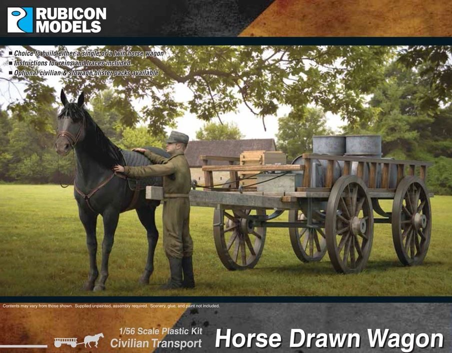 Rubicon Models Horse Drawn Wagon Civilian Transport 1/56 28mm WW2 280090