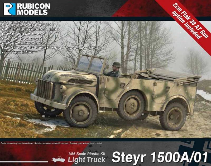 Rubicon Models Steyr 1500A/01 Light Truck (incl. optional 2cm FlaK 38) 1/56 28mm