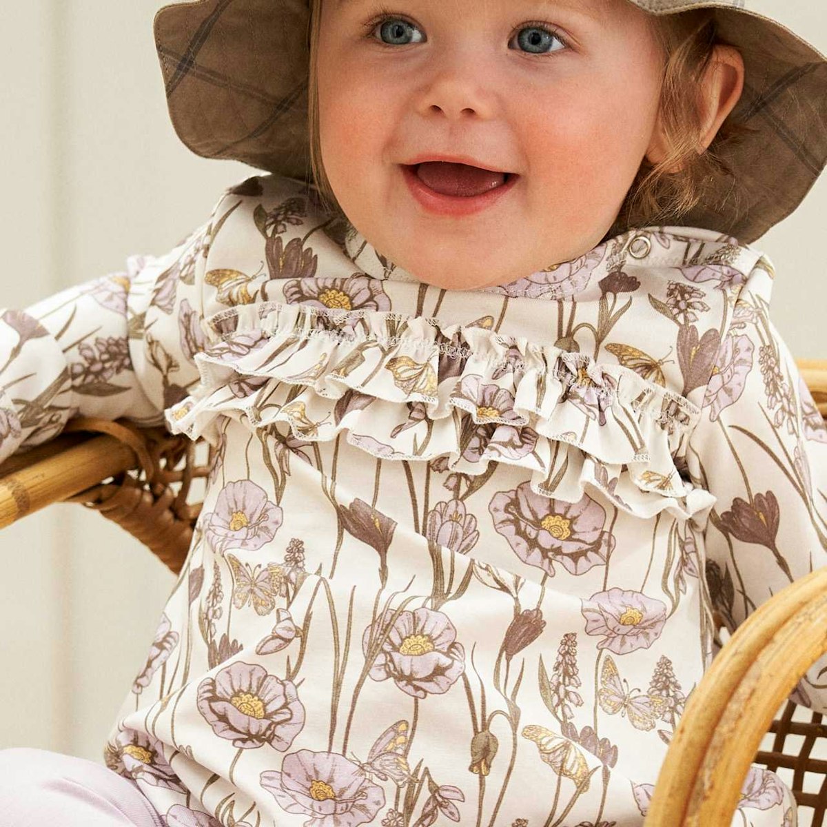 Rüschenkleid langarm Blumen creme 68 Rüschenkleid langarm Blumen creme 68