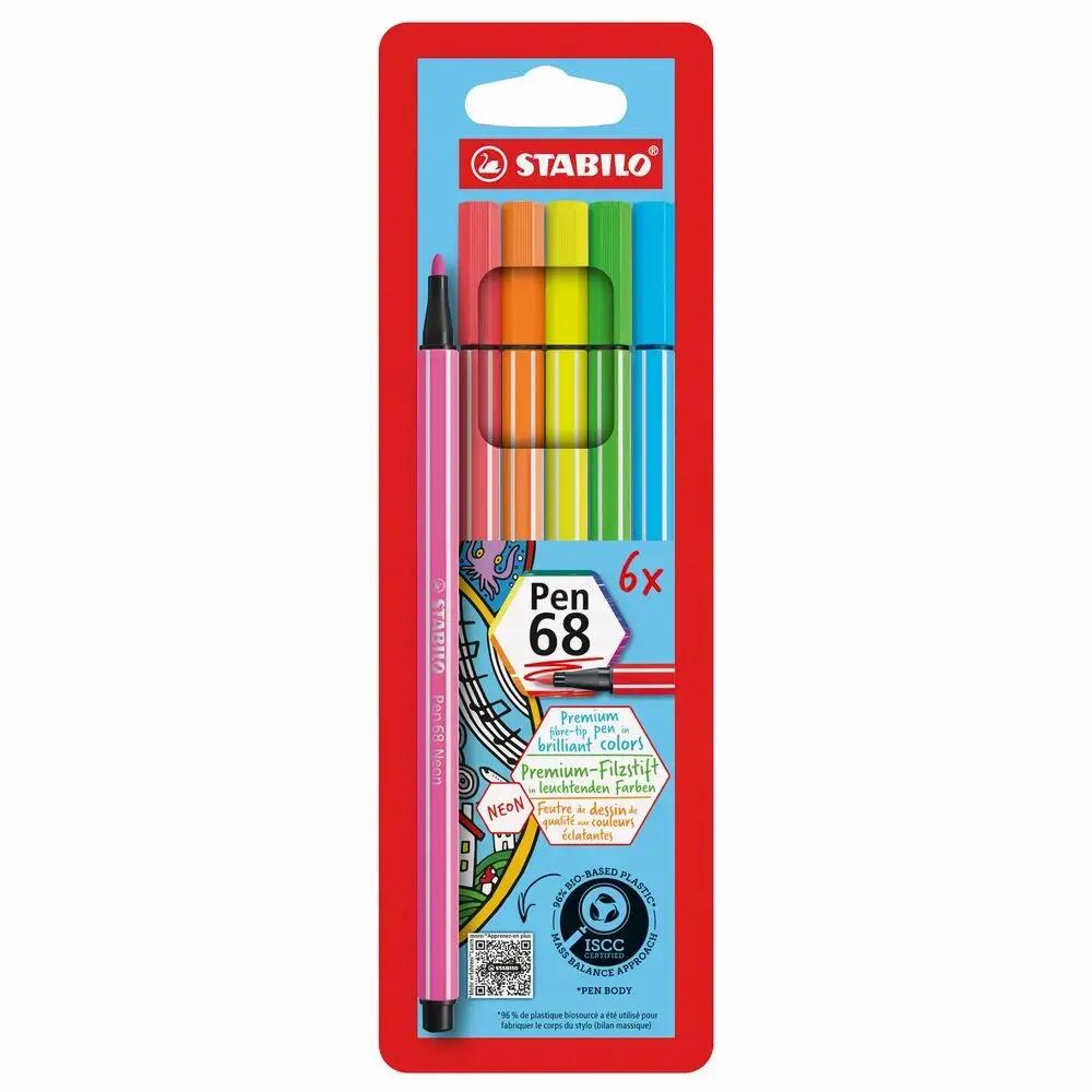 STABILO Filzstifte Pen 68 Neon 6 Stück STABILO Filzstifte Pen 68 Neon 6 Stück