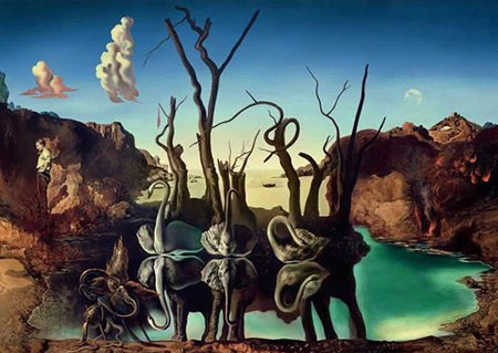 Salvador Dali - Schw�ne spiegeln Elefanten Salvador Dali - Schw�ne spiegeln Elefanten