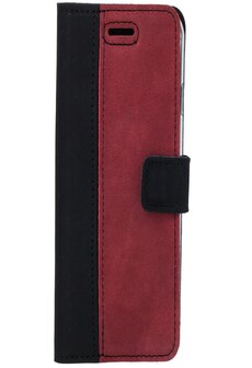 Samsung Galaxy A41- Surazo® Phone Case Genuine Leather- Nubuck Black and Red