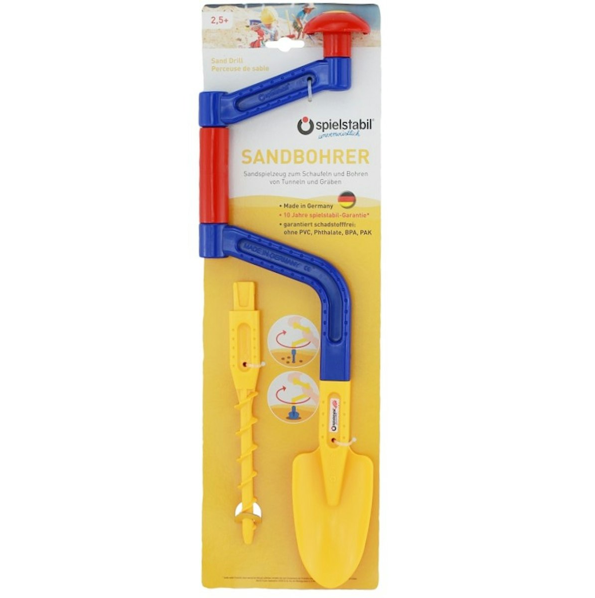 Sandbohrer und Schaufel in einem - gelb Sandbohrer und Schaufel in einem - gelb