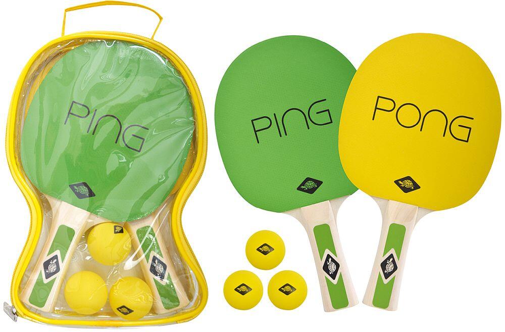 Schildkröt Funsports - Donic-Schildkröt Tischtennis-Set Ping Pong, 2 Schläger mit Grün-Gelben Belägen, 3 gelbe Bälle, in Tragetasche, 788486 Schildkröt Funsports - Donic-Schildkröt Tischtennis-Set Ping Pong, 2 Schläger mit Grün-Gelben Belägen, 3 gelbe Bälle, in Tragetasche, 788486