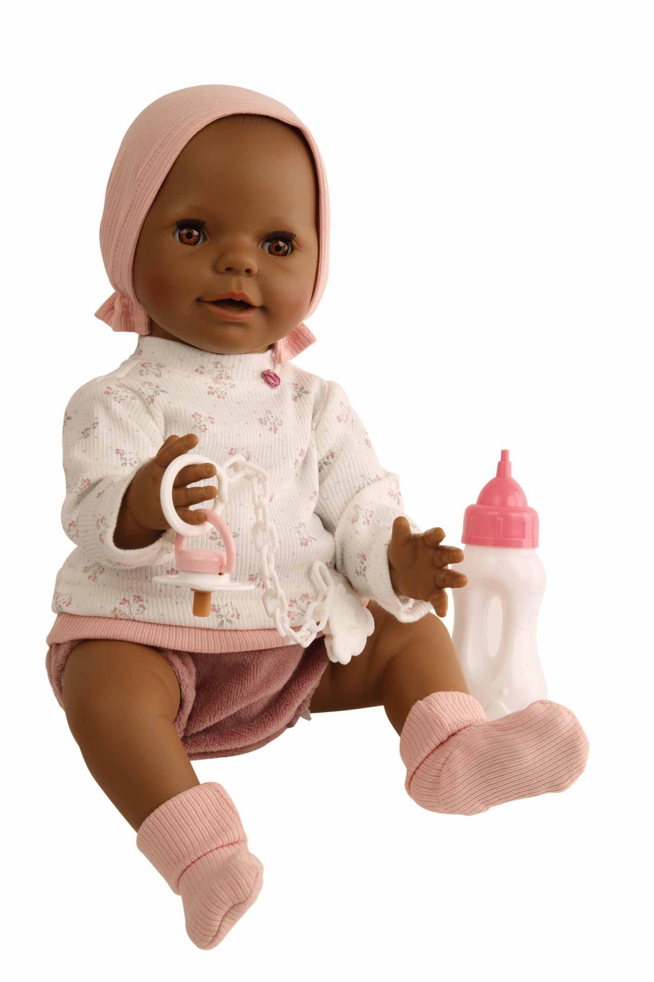 Schildkröt Puppen - Puppe Trink-Näßbaby 40 cm Lina dunkelhäutig Schildkröt Puppen - Puppe Trink-Näßbaby 40 cm Lina dunkelhäutig