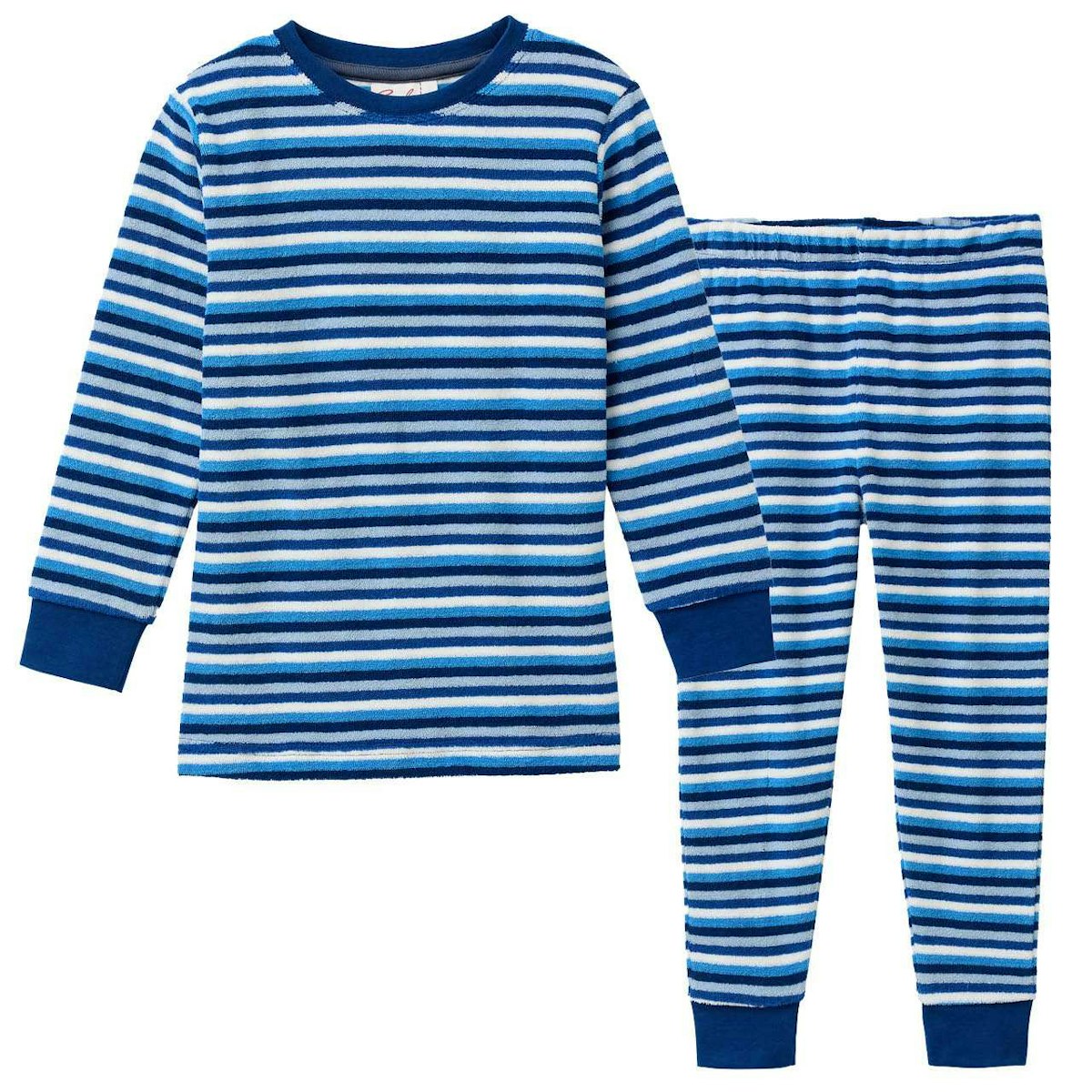 Schlafanzug Frottee Ringel blau 110/116 Schlafanzug Frottee Ringel blau 110/116