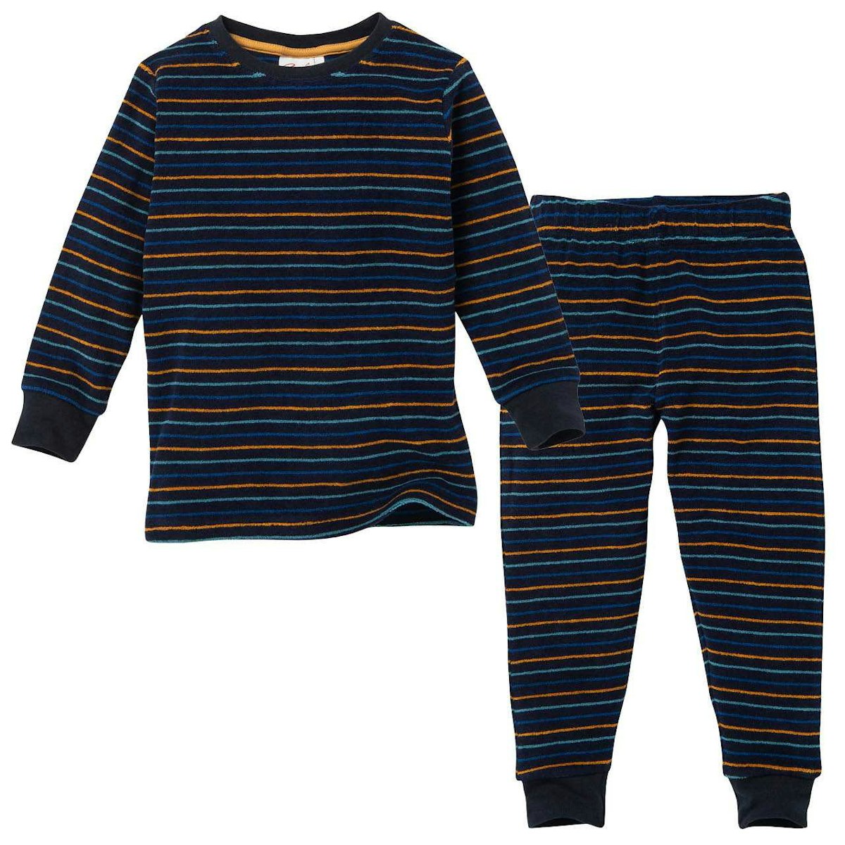 Schlafanzug Frottee Ringel dunkelblau 146 Schlafanzug Frottee Ringel dunkelblau 146