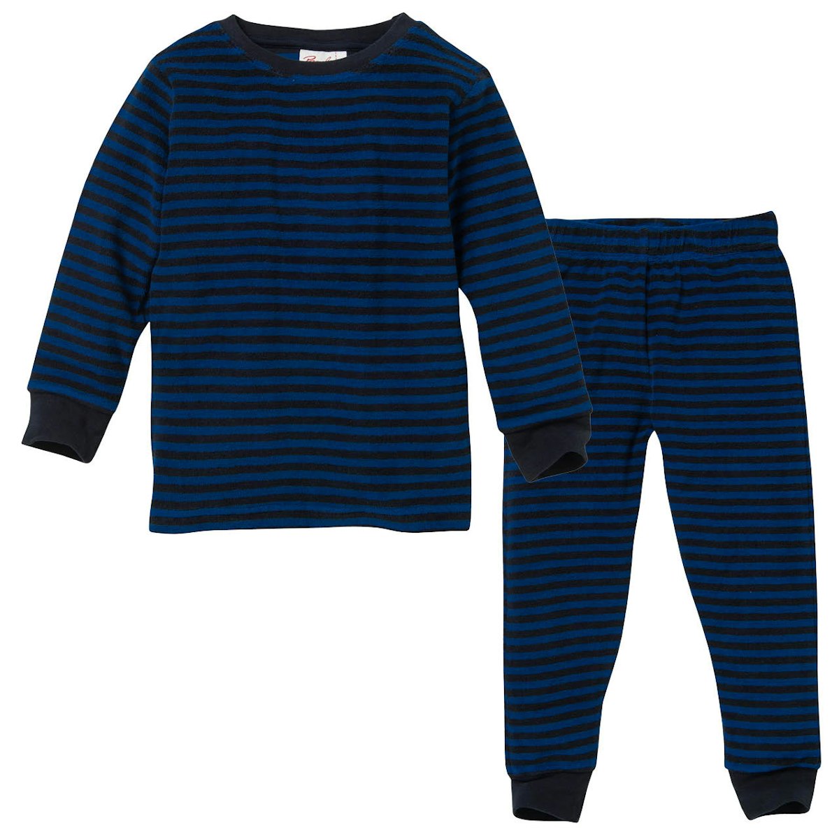Schlafanzug Frottee Ringel nachtblau 104 Schlafanzug Frottee Ringel nachtblau 104