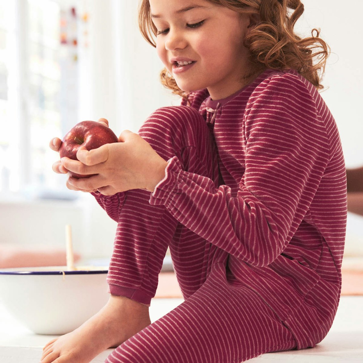 Schlafanzug Nicki dunkelrot geringelt 122/128 Schlafanzug Nicki dunkelrot geringelt 122/128