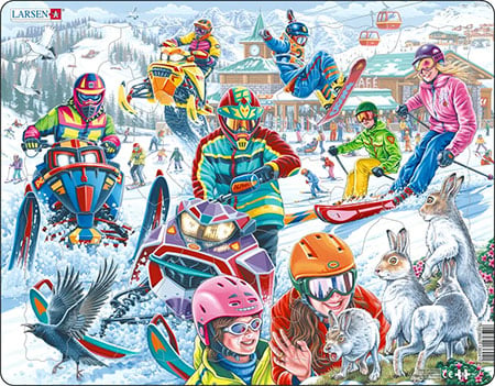 Schneehasen auf der Skipiste Schneehasen auf der Skipiste